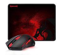 Redragon M601-WL Pack Gaming Tapis et souris gaming sans fil 3200 DPI, capteur Pixart, Wireless 2.4 GHz, éclairage rouge, souris pad type speed. Combo gamer pour PC et ordinateur portable