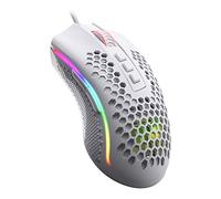 Redragon M808 Storm Souris de jeu RVB ultra-légère, boîtier nid d'abeille, 12 400 DPI, 7 boutons programmables, enregistrement précis, câble super lite, blanc