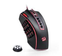 Redragon M990 MMO - Souris pour jeux, 32000 DPI de haute précision avec câble RGB avec 23 boutons programmables, 16 touches macro latérales, logiciel de support, base en aluminium