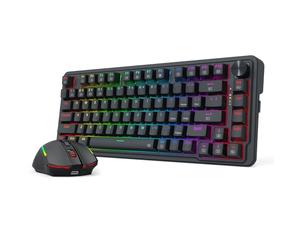 Redragon S168 Combo clavier et souris de jeu sans fil à 3 modes, 81 touches K673 PRO RGB Joint et souris de jeu 8000 DPI M693, dongle divisée pratique