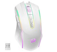 Redragon Souris Gamer sans Fil,Souris sans Fil Rechargeable avec 8000 PPP,Ergonomique,RVB,9 Boutons Programmable avec Bouton de Feu,70 Heures,Souris Gaming de Jeu pour Windows et Mac - Blanc