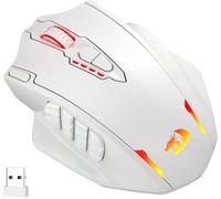 Redragonm913 Impact Elite Souris De Jeu Sans Fil Rvb 16000 Dpi Filaire/Sans Fil Avec 16 Boutons Programmables,Batterie De 45 Heures Et Capteur Optique Professionnel,12 Boutons Latéraux,Blanc
