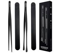 REDSALT® Black Edition Set de pinces de cuisine noir 30cm | INOX 18/10 acier inoxydable résistant au lave-vaisselle revêtement PVD | cuisinier professionnel pincette grill gourmet brucelles