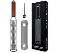 REDSALT® premium Zesteur INOX avec manche en bois | idéale pour le fromage, de citron, de gingembre et de carotte | râpe à parmesan | trancheuse de cuisine professionnelle