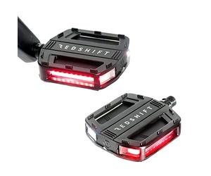 REDSHIFT ARCLIGHT Bicycle Pedals with LED Lights, Auto On-Off, 36+ hr Battery, USB Rechargeable, Waterproof, Flat Aluminum Bike Pedal with 9/16in Steel Spindle, for Ebike, City, Commuter, Hybrid, Road