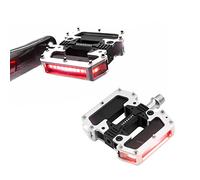 REDSHIFT ARCLIGHT Pro Flat Bicycle Pedals with LED Lights, Auto on-Off, 36+ HR Battery, USB Rechargeable, Weatherproof, Flat Aluminum Bike Pedal with 9/16in Steel Spindle and Traction Pins, Silver