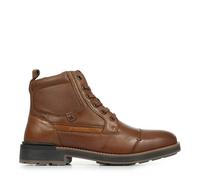 Bottines en cuir cognac à talon plat et à lacets plats et zip latéral 44