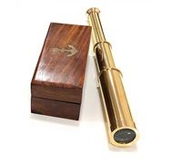 RedSkyTrader Laiton Télescope de Poche de 22,9 cm - Nautical Pirate Espion en Verre avec boîte en Bois