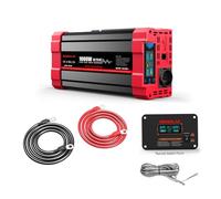 REDSOLAR Convertisseur Pur Sinus 1000W (Pic 2000W) Transformateur 12V DC à 220V/230V AC, Onduleur avec Port USB, Prise EU, Écran LCD et Télécommande Filaire 7m - Idéal pour Voiture, Camping et Voyage