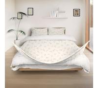 REDSSEN Parure de Housse de Couette 3 pièces | Fermeture éclair Double 3 côtés, Coton Bio 400TC, Petites Fleurs Jaunes | 200×200cm + 2 taies d’Oreiller 65×65cm, Douce pour la Peau