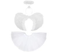 REDSTAR FANCY DRESS Costume ailes d'ange - Ailes de fée blanches et halo, taille adulte - Tutu et halo 3 pièces - Mariage fantaisie ou Halloween