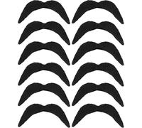 REDSTAR FANCY DRESS Lot de 12 Fausses Moustaches Années 70 - Fausse Moustache Noire x12 pour Deguisement Homme Femme - Photobooth Carnaval Halloween Soirée Déguisée
