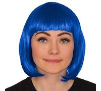 Redstar Fancy Dress - Perruque à Coupe au carré Court - Femme - déguisement/Accessoire/Cosplay - Bleu
