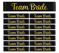 REDSTAR Lot de 12 écharpes noires satinées pour enterrement de vie de jeune fille avec 12 écharpes Team Bride - Taille unique pour demoiselle d'honneur
