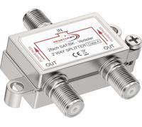 Redstar TV Splitter SAT BK 2 Way Distributor Satellite Antenna Splitter for TV and Radio, HDTV/UHD 4K, DVB-S/S2, DVB-T/T2, DVB-C/C2, Heavy Duty Shielded Housing, 2 Outputs, Easy Installation