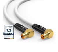 RedStar24 Câble d'Antenne 10m Blanc - 90° Coudé Coaxial Mâle à Femelle | HDTV Premium pour Télévision par Câble | Compatible avec TV, Radio, DVB-T/T2, DVB-C, DAB