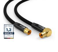 RedStar24 Câble d'Antenne 15m Noir - Mâle à Femelle 90° Coudé Coaxial HDTV Premium pour Télévision par Câble, TV, Radio, DVB-T/T2, DVB-C, DAB