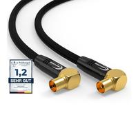 RedStar24 Câble d'Antenne 2m Noir - 90° Coudé Coaxial Mâle à Femelle | HDTV Premium pour Télévision par Câble | Compatible avec TV, Radio, DVB-T/T2, DVB-C, DAB