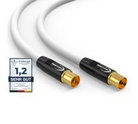 RedStar24 Câble d'antenne 7,5m Blanc - Mâle à Femelle IEC Coaxial - Câble Coaxial HDTV Premium pour Télévision par Câble | Câble TV : Compatible avec TV, Radio, DVB-T/T2, DVB-C, DAB