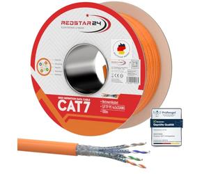 RedStar24 Câble de Réseau CAT 7 100m - Câble Ethernet CAT7 Gigabit S/FTP | Conducteurs en Cuivre Pur, Câble d'installation sans halogène PIMF POE 10Gbit LAN, Norme AWG 23/1, Gaine LSZH