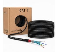 RedStar24 Câble Ethernet Cat7 50m extérieur enterrable S/FTP PoE UV | 10Gbit/s, 1000 MHz, AWG23/1, cuivre, double gaine PE, PIMF, blindage par paire, interférences réduites, baie réseau, VDI, pro