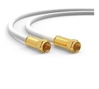 RedStar24 Câble SAT Premium 1m - Câble Coaxial Connecteur F Classe A+ - Câble Antenne Fiche F pour TV, Routeur & Modem Internet - Supporte HD, 4K UHD,8K, DVB-S/S2 - Câble Satellite Blanc