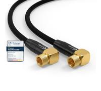 RedStar24 Câble SAT Premium 5m - Câble Coaxial Connecteur F coudé 90 Câble Antenne Fiche F pour TV, Routeur & Modem Internet - Supporte HD, 4K UHD,8K, DVB-S/S2 - Câble Satellite Noir