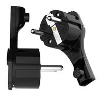 RedStar24 Contact de protection avec fiche coudée 250V, 16A, connecteur plat avec poignée rabattable et protection anti-pli, 8 mm de hauteur, pour câbles jusqu'à 3x1,5 mm², CEE 7/7, fiche coudée