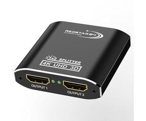 RedStar24 HDMI Splitter 4K@60Hz, 1 Entrée 2 Sorties HDMI, Répartiteur HDMI 1 in 2 Out, Prend en Charge HDCP, 4K, 3D, UHD, 1080P - Compatible avec Xbox, PS4, Roku, Firestick, HDTV et Apple TV