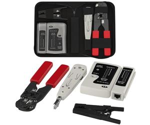 RedStar24 Kit Outils Réseau 4-en-1 | Pince à Sertir RJ45, Outil de Pose LSA, Testeur de Câble LAN & Dénudeur | Pour Câbles Réseau & Téléphone RJ45 RJ11 CAT7 CAT6a CAT6