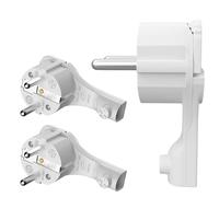 RedStar24 Lot de 3 fiches coudées 230 V 16 A - Fiche Schuko extra plate avec poignée pliante et protection anti-torsion - Fiche coudée CEE 7/7 pour câbles jusqu'à 3 x 1,5 mm² - Blanc