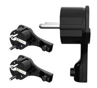 RedStar24 Lot de 3 fiches coudées 250 V 16 A - Fiche Schuko extra plate avec poignée pliante et protection anti-torsion - Fiche coudée CEE 7/7 pour câbles jusqu'à 3 x 1,5 mm² - Noir