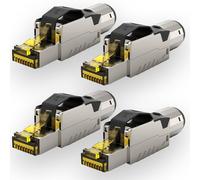 RedStar24 Lot de 4 fiches RJ45 sans outil CAT 8 - Fiche réseau pour câble de pose AWG 22-24 - Câble LAN CAT8 CAT7 - Câble réseau Ethernet - Blindé - LSA - Configurable sur le terrain - 40 Gbps