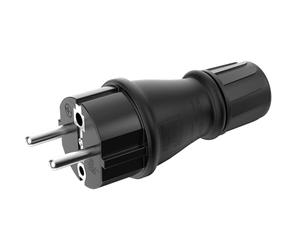 RedStar24 - Prise Mâle 220V IP54 | Fiche de Protection Robuste en Caoutchouc & Plastique, Noir | Parfait pour l’Extérieur | Prise Électrique à 3 Broches | Fiche Mâles Schuko