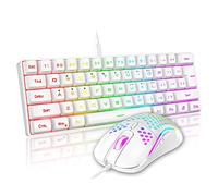 RedThunder 60 % Gaming Keyboard and Mouse Combo Ultra-Compact 61 Keys RGB Backlit Mini Keyboard, Lightweight 7200 dpi Honeycomb Optical, Wired Gaming Set for PC Mac PS5 Xbox Gamer (Blanc)