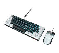 RedThunder Ensemble clavier et souris de jeu 60 %, mini clavier rétroéclairé RVB ultra compact à 61 touches, souris optique légère 7200 DPI en nid d'abeille, ensemble de jeu filaire RVB pour PC, PS5,