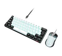 RedThunder Ensemble clavier et souris de jeu 60 %, mini clavier rétroéclairé RVB ultra compact à 61 touches, souris optique légère 7200 DPI en nid d'abeille, ensemble de jeu filaire RVB pour PC, PS5,