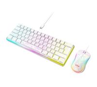 RedThunder Ensemble clavier et souris de jeu à 60 %, mini clavier rétroéclairé RVB ultra compact, 61 touches, souris optique en nid d'abeille léger 7200 DPI, ensemble de jeu filaire RVB pour PC, Mac