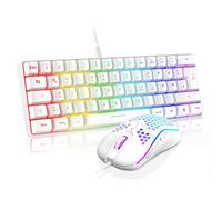 RedThunder Ensemble clavier et souris de jeu câblés 60 % RVB, souris 7200 DPI, mini clavier de jeu, 62 claviers, disposition allemande, ultra léger avec construction en nid d'abeille pour PC MAC PS5