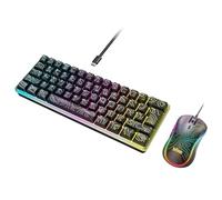 RedThunder Ensemble clavier et souris de jeu filaire à 60 %, mini clavier rétroéclairé RVB ultra compact, 61 touches, souris optique légère 7200 DPI, jeu RVB pour PC Mac, PS5, Xbox Gamer (ligne