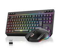 RedThunder Ensemble clavier et souris sans fil 75 % QWERTZ 94 touches TKL, RVB, rechargeable avec touches de fonction multimédia, souris optique 7D pour PC, Xbox PS5, bureau (noir)