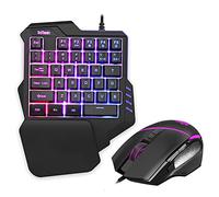 RedThunder Ensemble Mini Clavier et Souris de Jeu à Une Main, Combo de Jeu avec Rétroéclairage RVB, Ergonomique avec 35 Touches, 6400 DPI pour PC PS4 Gamer Contrôleur