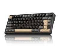 RedThunder K75 Clavier de jeu mécanique sans fil 70 % avec bouton, QWERTZ 82 touches, gaz souple, BT/USB-C/2,4 GHz, logiciel, échange à chaud, interrupteur linéaire tactile, RVB, touches PBT