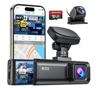 REDTIGER 4K Dashcam Voiture(4K+1080P),WiFi 5,8 GHz, GPS, Carte de 64 Go