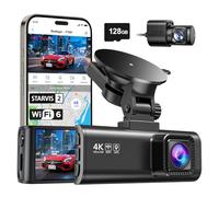 REDTIGER 4K Dashcam Voiture, STARVIS 2, WiFi 5,8 GHz, Carte 128 Go Incluse