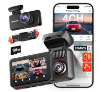REDTIGER F17 Plus Dash Cam 4 Canaux 2.7K+1080P*3,STARVIS 2,Dashcam Voiture Intérieure Avant et Arrière,Vision Nocturne IR,5.8GHz WiFi,GPS,Contrôle Vocal,Écran Tactile,Mode Parking,Carte 128 Go