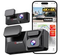 REDTIGER F77 4K+4K HDR Dashcam Voiture Avant Arriere, Dual STARVIS 2 IMX678 Sensors, 5.8GHz WiFi Dash Cam with 128GB eMMC Memory, Voice Control, 4'' Touch Screen