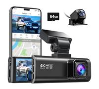 REDTIGER F7N 4K Dashcam Voiture Avant et arrière,Double Caméra Embarquée 4K+1080P avec WiFi et GPS Intégrés pour Voitures, écran 3,18 Pouces,Caméra Grand Angle 170° pour Tableau de Bord