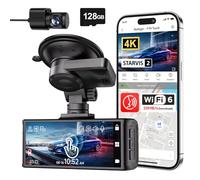 REDTIGER SATRVIS 2 Dashcam Voiture 4K,Écran Tactile 3,18 Pouces,Carte Mémoire 128Go,GPS,WiFi 5,8G,Contrôle Vocal,Vision Nocturne UHD 2160P,Verrouillage d'urgence,Moniteur de Stationnement(F7N Touch)