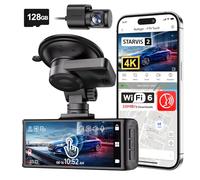 REDTIGER STARVIS 2 Dashcam Voiture 4K,Écran Tactile 3,18 Pouces,Carte Mémoire 128Go,GPS,WiFi 5,8G,Contrôle Vocal,Vision Nocturne UHD 2160P,Verrouillage d'urgence,Moniteur de Stationnement(F7N Touch)
